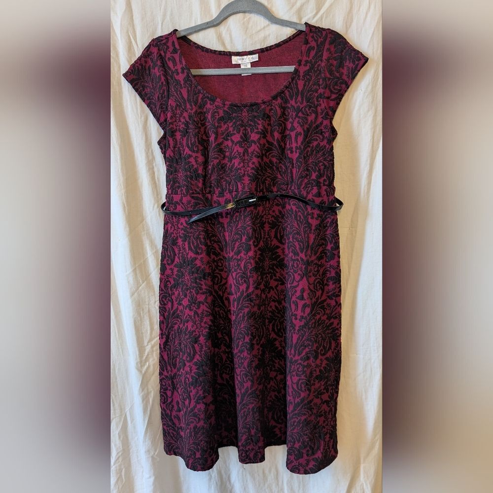 Motherhood Black and Burgundy Mini Dress
